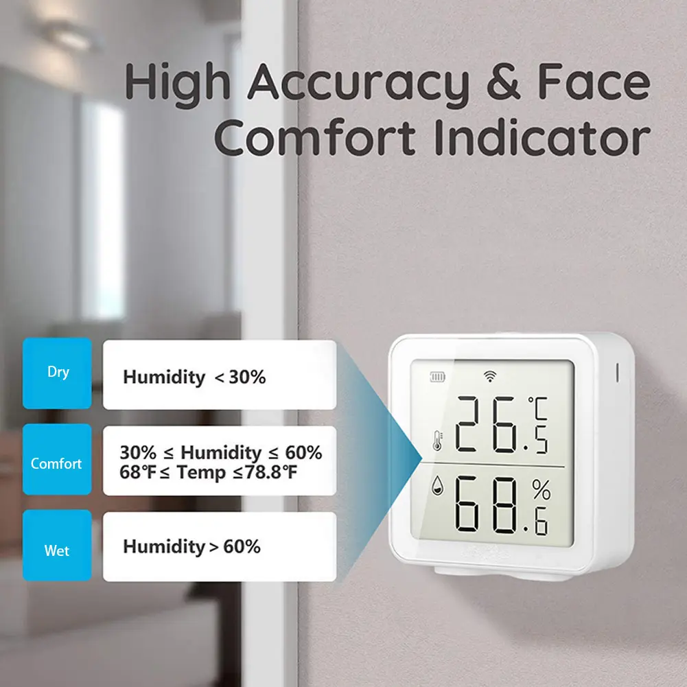 Smart WiFi Temperature Humidity Monitor Support Alexa Google Assistant Temperature Humidity Sensor for Home Greenhouse