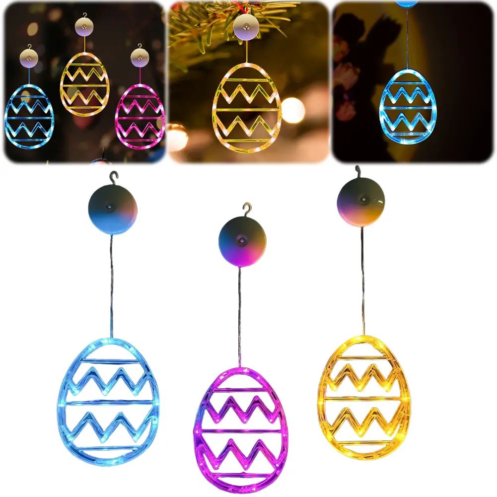 2025 Easter Bunny/Eggs Window Light Battery Operated LED String Light Hanging Light for Home Indoor Easter Window Decorations