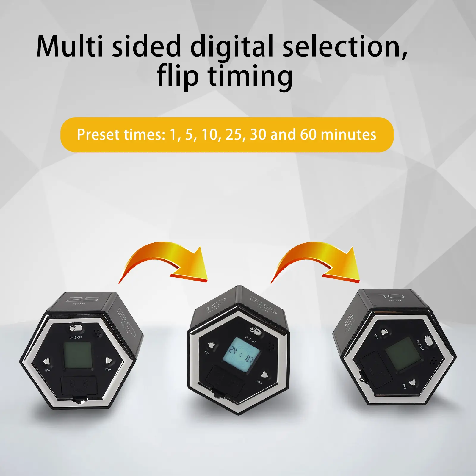 Creative Hexagon Flip Timer Mutable Countdown Reminder Count Down Up Kitchen Gadgets Supply for Classroom Kids Learning