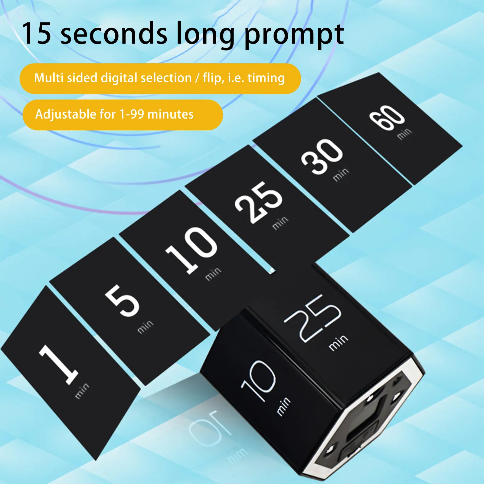 Creative Hexagon Flip Timer Mutable Countdown Reminder Count Down Up Kitchen Gadgets Supply for Classroom Kids Learning