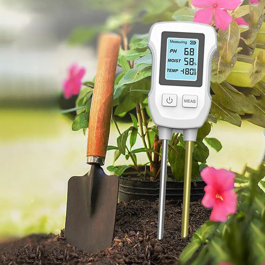 3 In1 Soil PH Tester LCD Screen Soil Moisture Meter Plant Temperature Environment Humidity Meter Indoor & Outdoor Plants Use