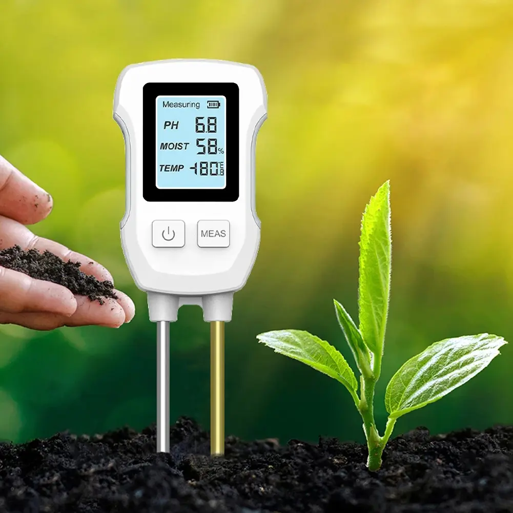 3 In1 Soil PH Tester LCD Screen Soil Moisture Meter Plant Temperature Environment Humidity Meter Indoor & Outdoor Plants Use