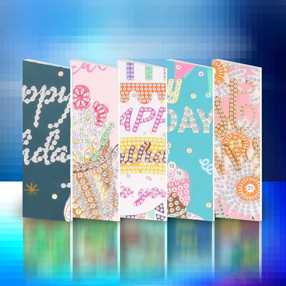 12pcs Diamond Painting Christmas Postcards Christmas Embroidery Kit 5D DIY Partial Drill Card Art Craft for Birthday Festival