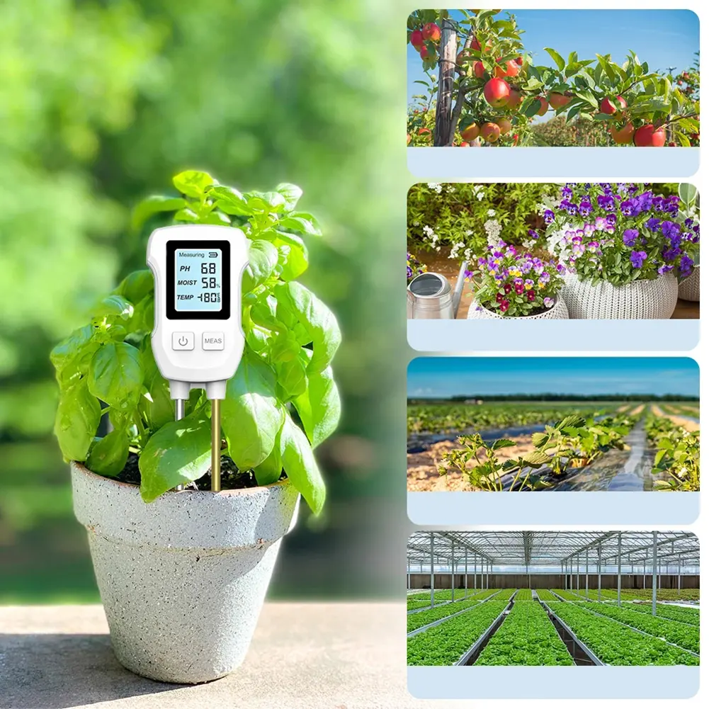 3 In1 Soil PH Tester LCD Screen Soil Moisture Meter Plant Temperature Environment Humidity Meter Indoor & Outdoor Plants Use