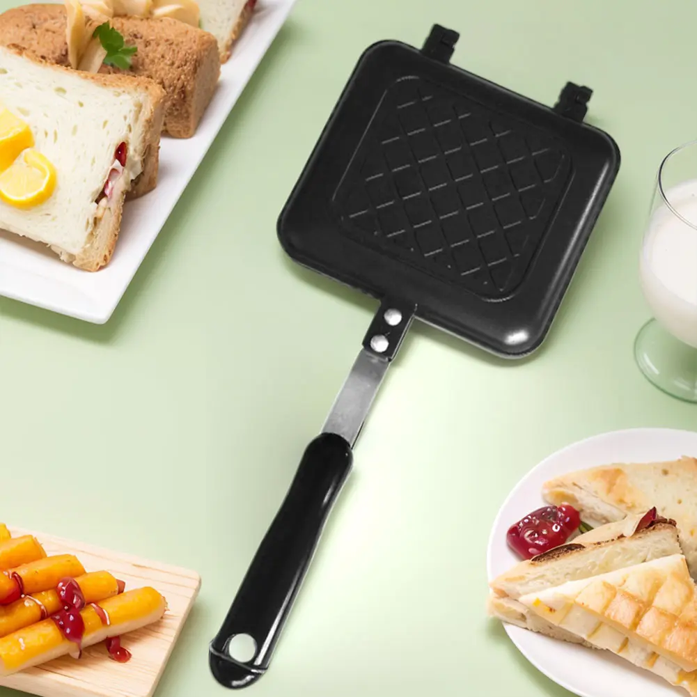 Sandwich Machine Non Stick Aluminum Alloy Sandwich Making Double-Sided Baking Tray Bread Toast Breakfast Machine Sandwich Maker