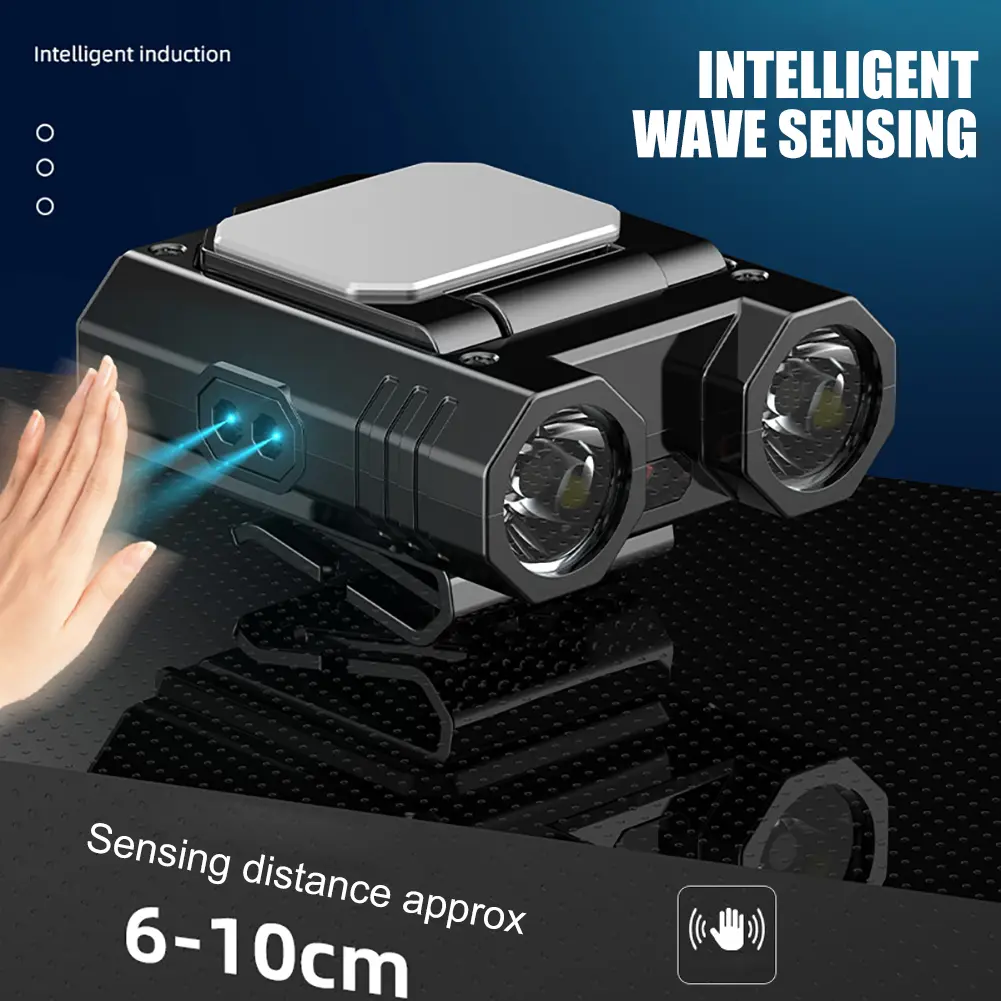 XPE LED Caps Light Type-C USB Charging 1500mAh Camping Headlamp 5 Modes IPX4 Stepless Dimming Power Display for Fishing Camping