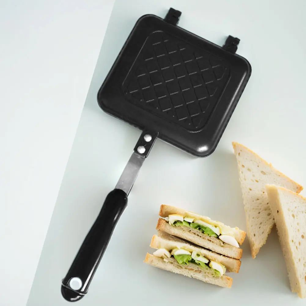 Sandwich Machine Non Stick Aluminum Alloy Sandwich Making Double-Sided Baking Tray Bread Toast Breakfast Machine Sandwich Maker