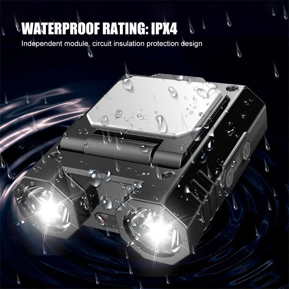 XPE LED Caps Light Type-C USB Charging 1500mAh Camping Headlamp 5 Modes IPX4 Stepless Dimming Power Display for Fishing Camping