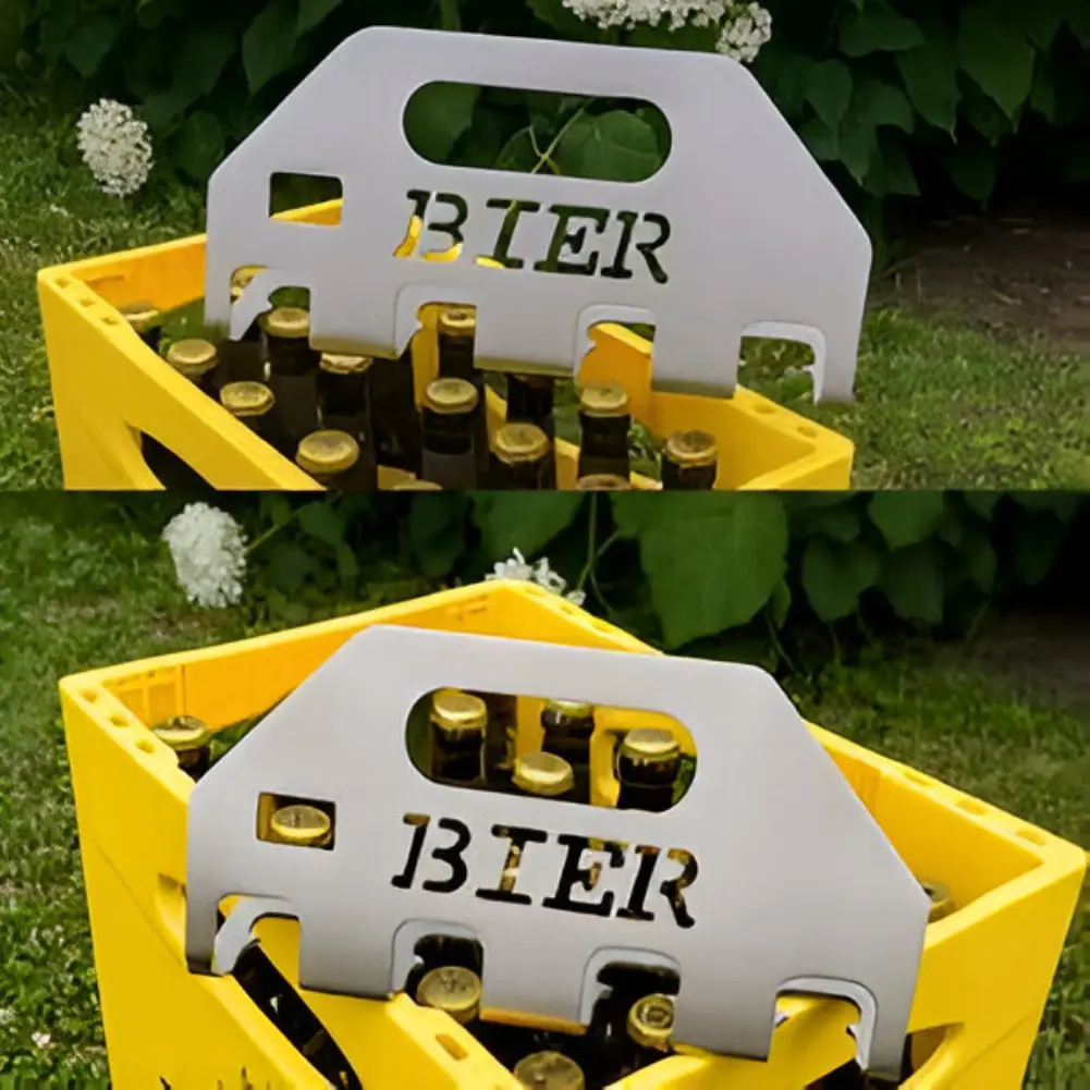 4 in 1 Bottle Beer Opener One-Push Open 4 Bottles Durable Stainless Steel Beer Carrier Holder with Carry Handle for Home Bar BBQ