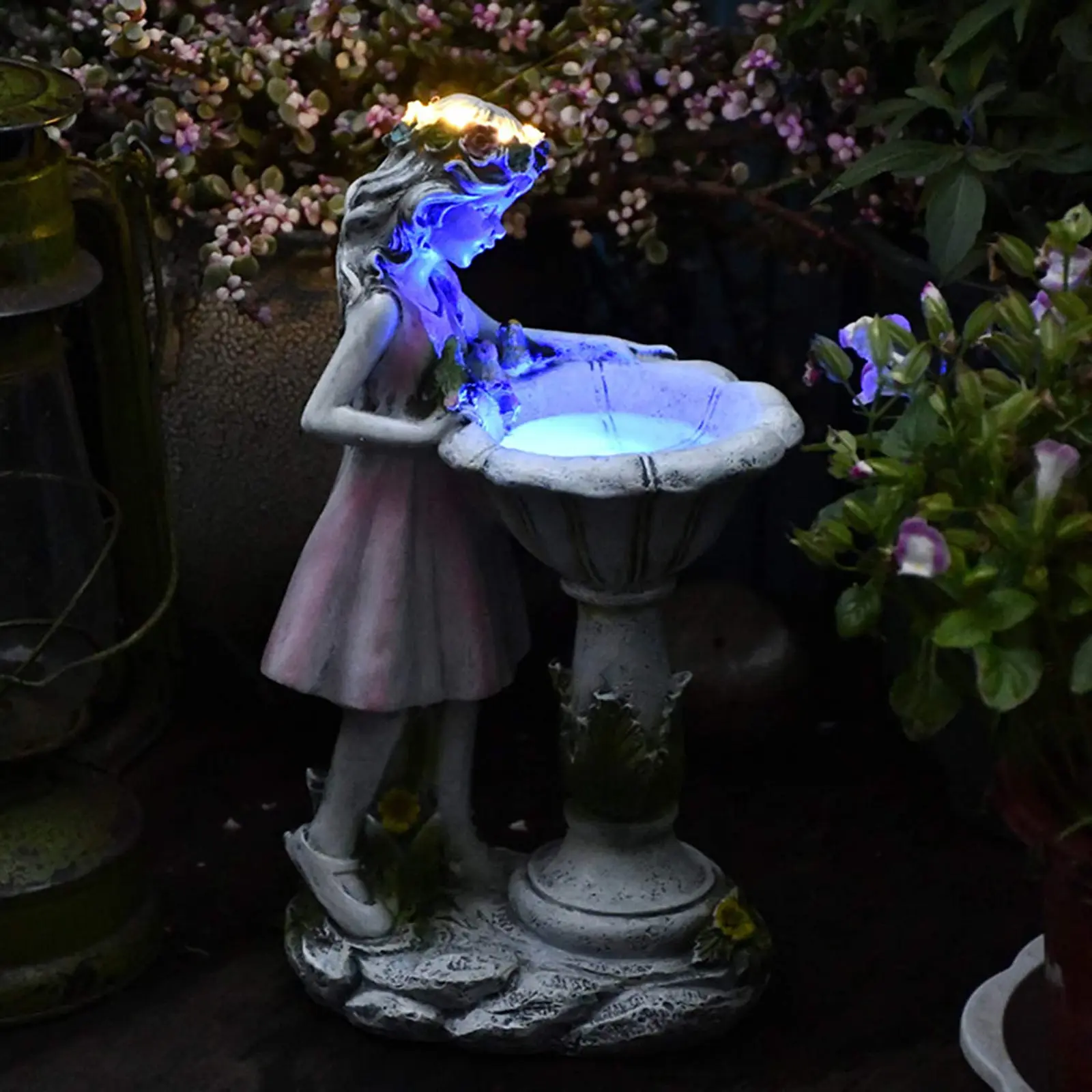Flower Fairy/Mermaid Statue Solar Light Outdoor Garden Art Ornament Resin Angel Sculpture Landscape Lamps for Home Garden Decor
