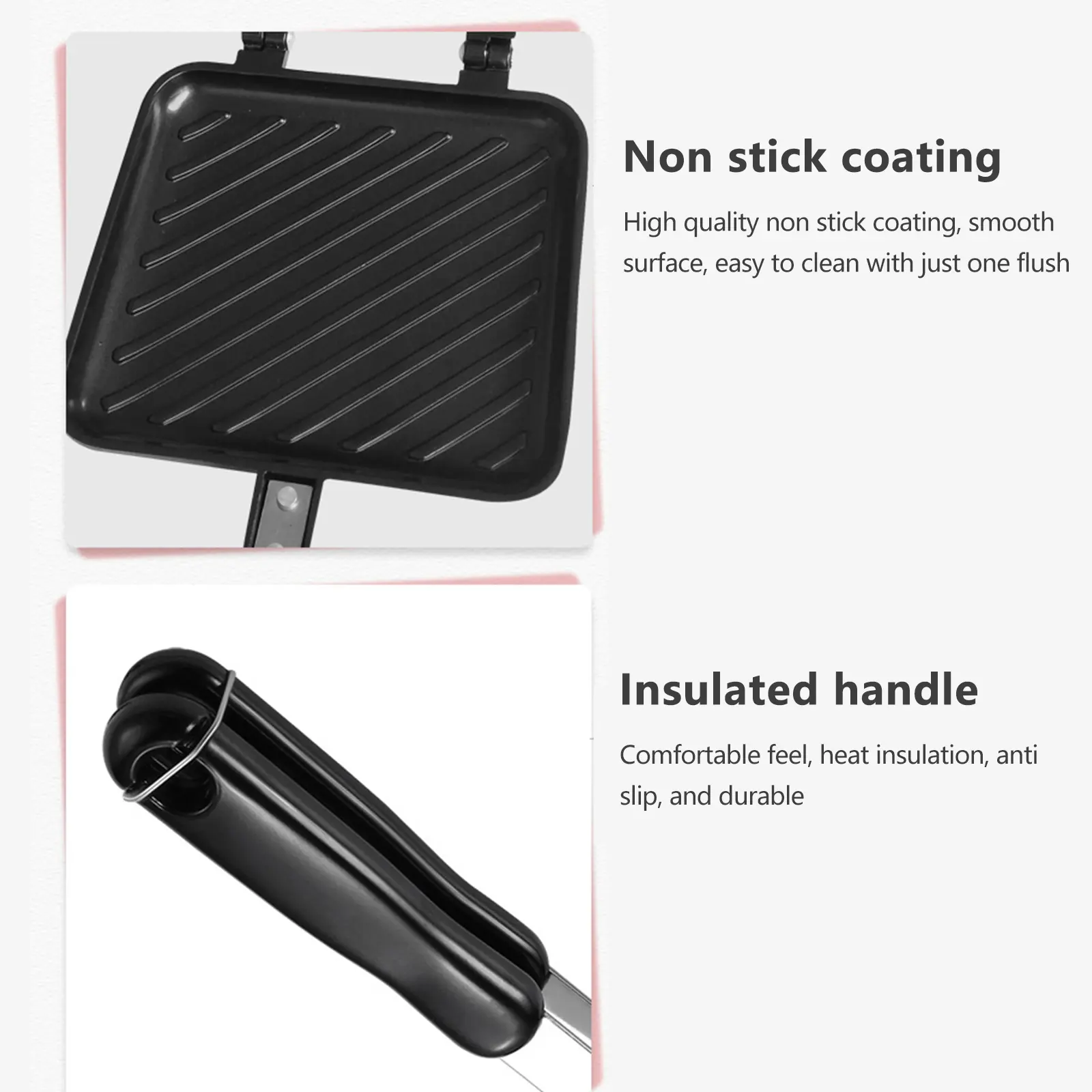 Sandwich Machine Non Stick Aluminum Alloy Sandwich Making Double-Sided Baking Tray Bread Toast Breakfast Machine Sandwich Maker