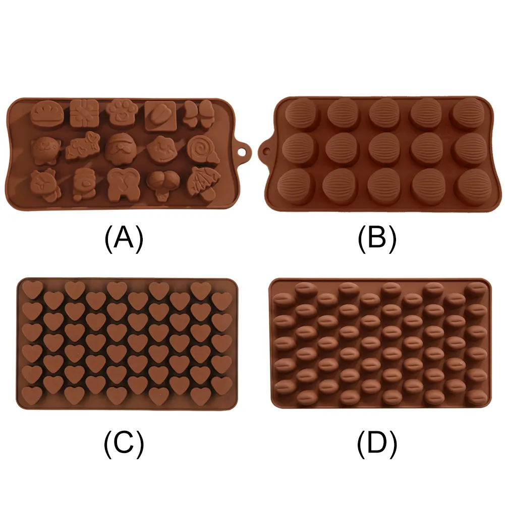 4Pcs Chocolate Silicone Molds Non-Stick Heart Shaped Fondant Mold Reusable Baking Molds DIY Dessert Kit Kitchen Baking Accessori