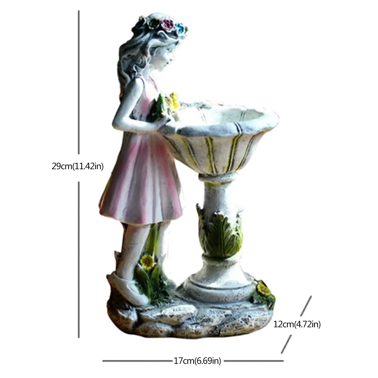 Flower Fairy/Mermaid Statue Solar Light Outdoor Garden Art Ornament Resin Angel Sculpture Landscape Lamps for Home Garden Decor