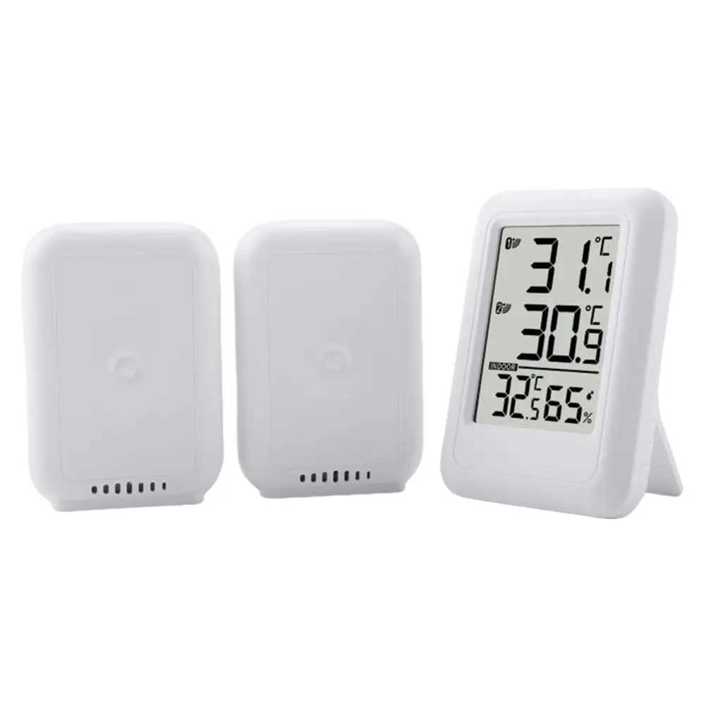 Wireless Weather Station Indoor Outdoor Thermometer Foladable Stand Temperature and Humidity Monitor 100m Range for Desktop