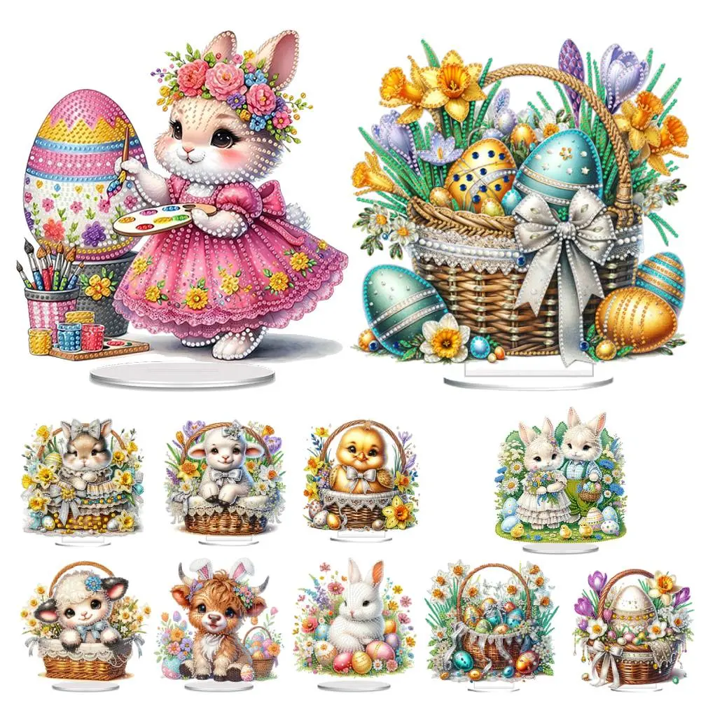 Creative Easter Table Top Diamond Painting Ornament Kits Rabbit Lamb Chick Egg Special Shape Desktop Diamond Art Kits Home Decor