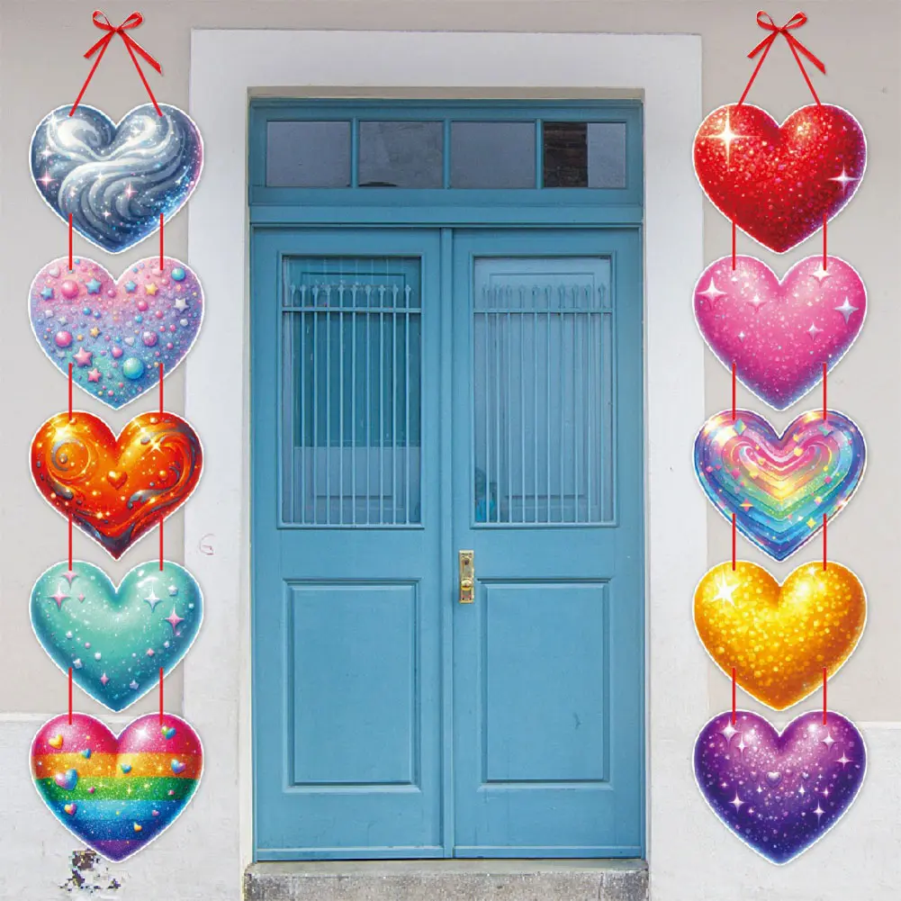 Hearts Valentine's Day Front Door Decoration Valentine's Day Porch Sign Hanging Decoration for Home Front Porch Wall
