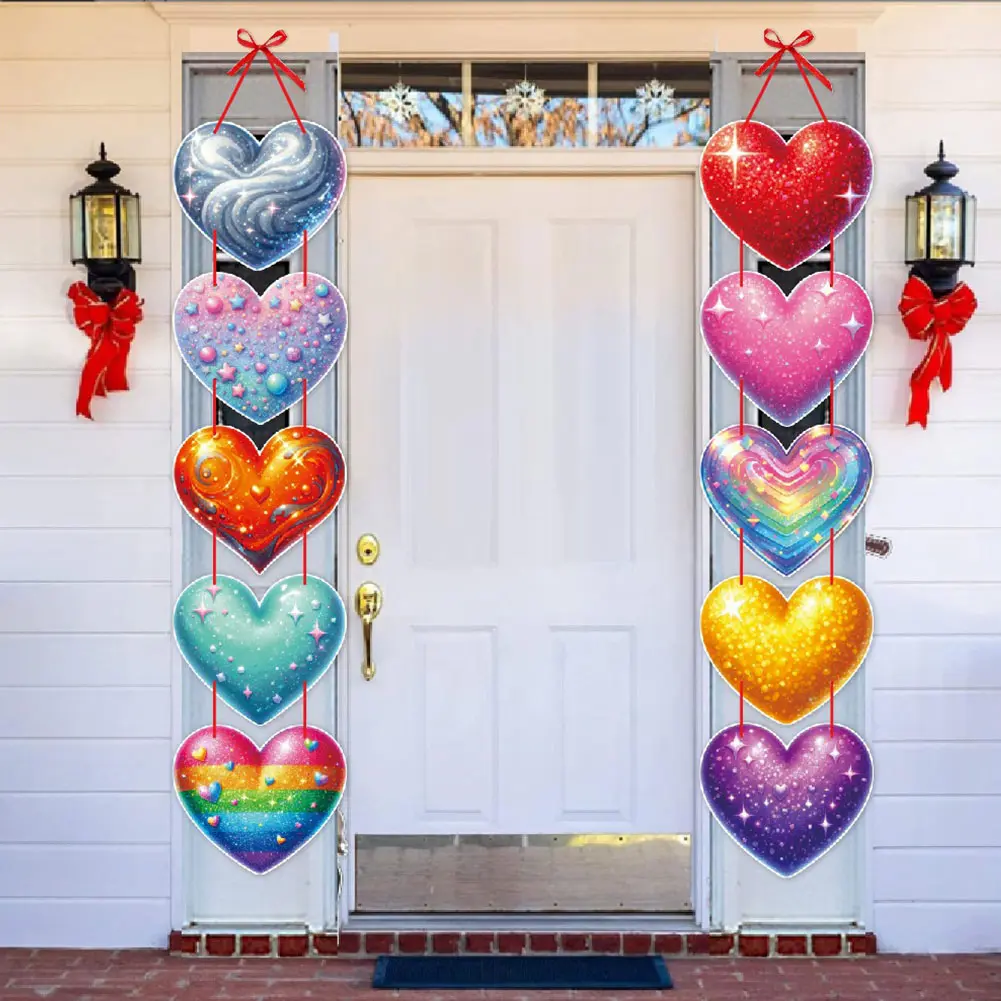 Hearts Valentine's Day Front Door Decoration Valentine's Day Porch Sign Hanging Decoration for Home Front Porch Wall