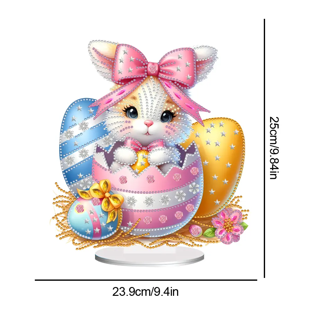 Easter Bunny Eggs Table Top Diamond Painting Ornament Kits Acrylic Special Shaped 5D DIY Diamond Art Tabletop Decor for Beginner