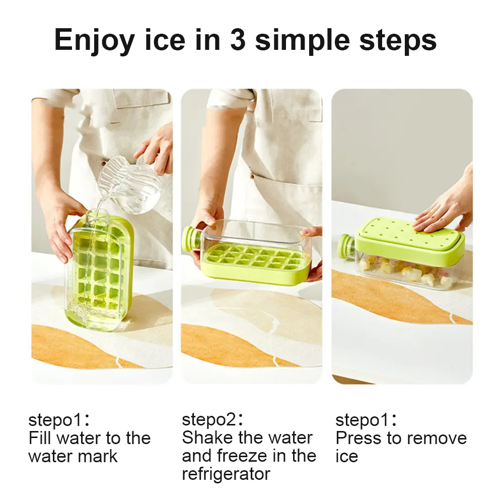 2 in 1 Ice Tray with Lid Ice Cubes Mold Silicone Ice Maker with Straw for Cocktail Coffee Whiskey Beer Juice