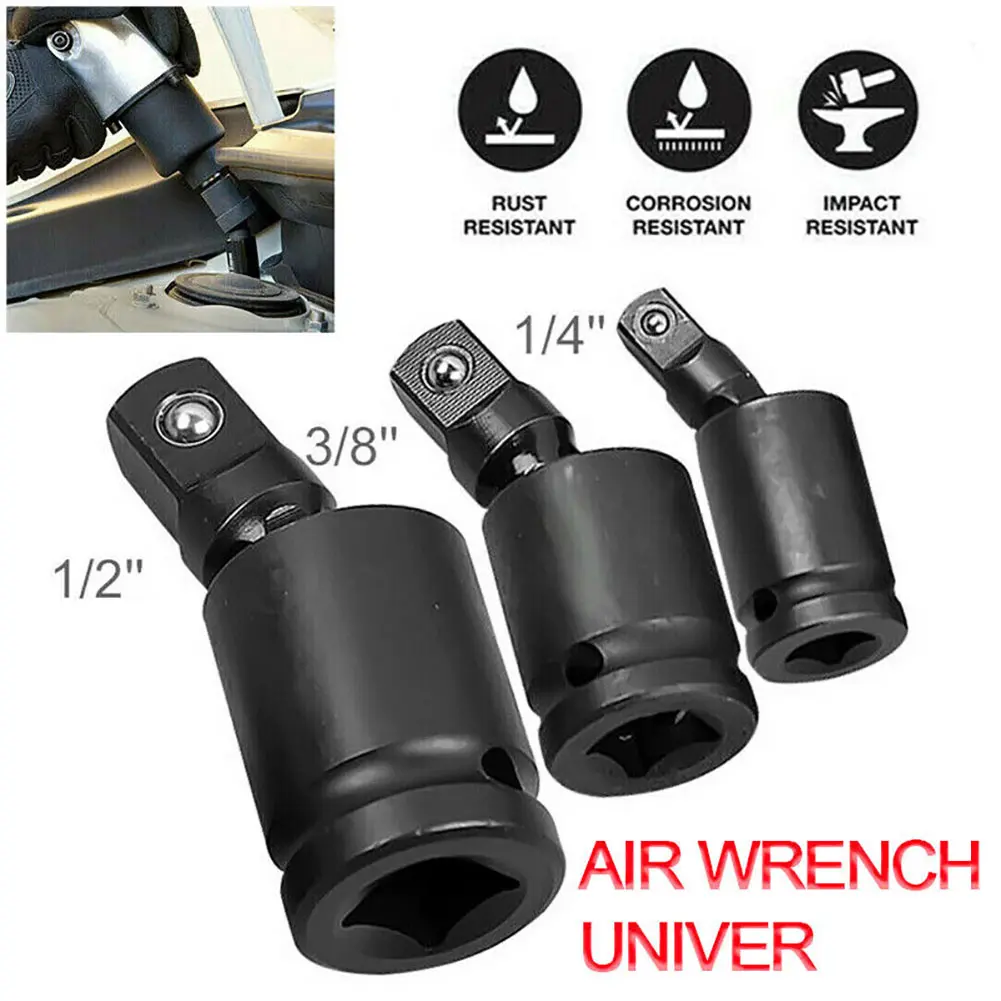 1/4 3/8 1/2 Inch 360 Degree Pneumatic Swivel Knuckle Joint Air Wobble Socket Adapter Joint Socket Adapter for Bicycle/Car Repair