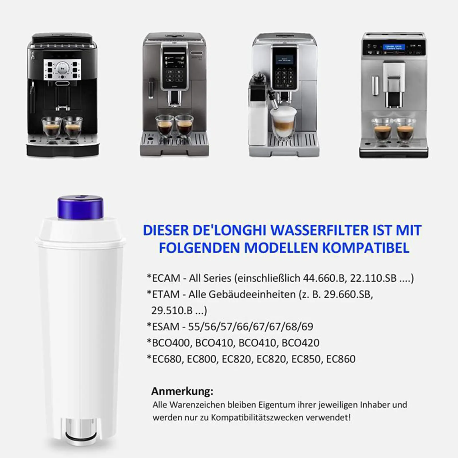 Activated Carbon Water Filter Cartridges Replacement Parts Soft Water Filter Filter Cartridge for Ecam Esam Etam Bco Ec680 Ec800