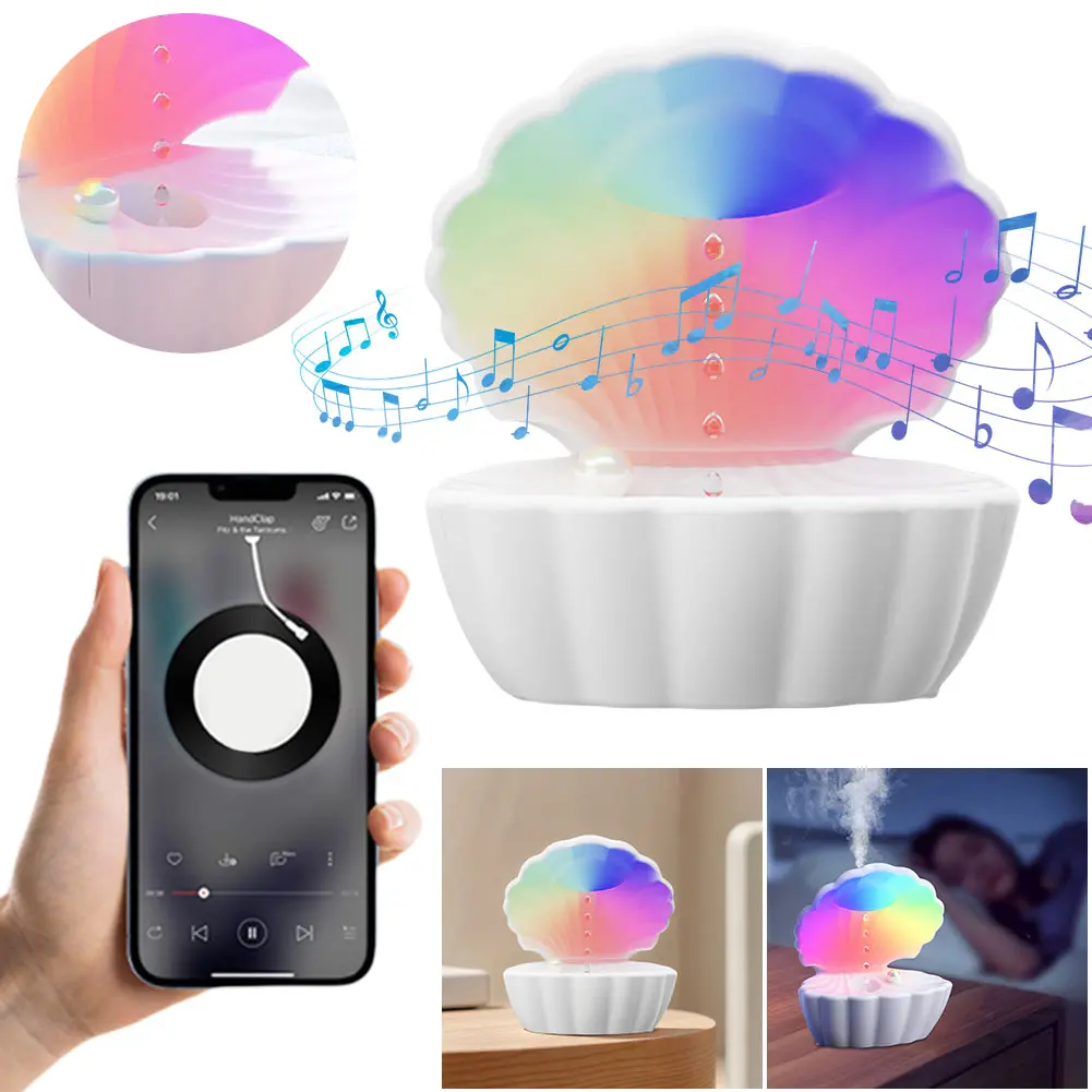 Shell Anti Gravity Humidifier Cool Mist Humidifier with BT Speaker and  Night Light Water Drop Humidifier for Bedroom Home Decor