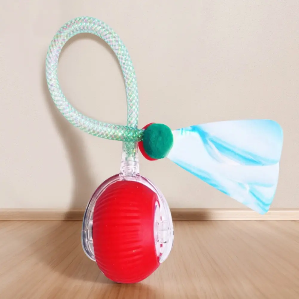 Interactive Cat Toy Ball with Elastic Mesh Tail Automatic Pet Exercise Toy Motion Activated Electric Cat Toy for Indoor Cats