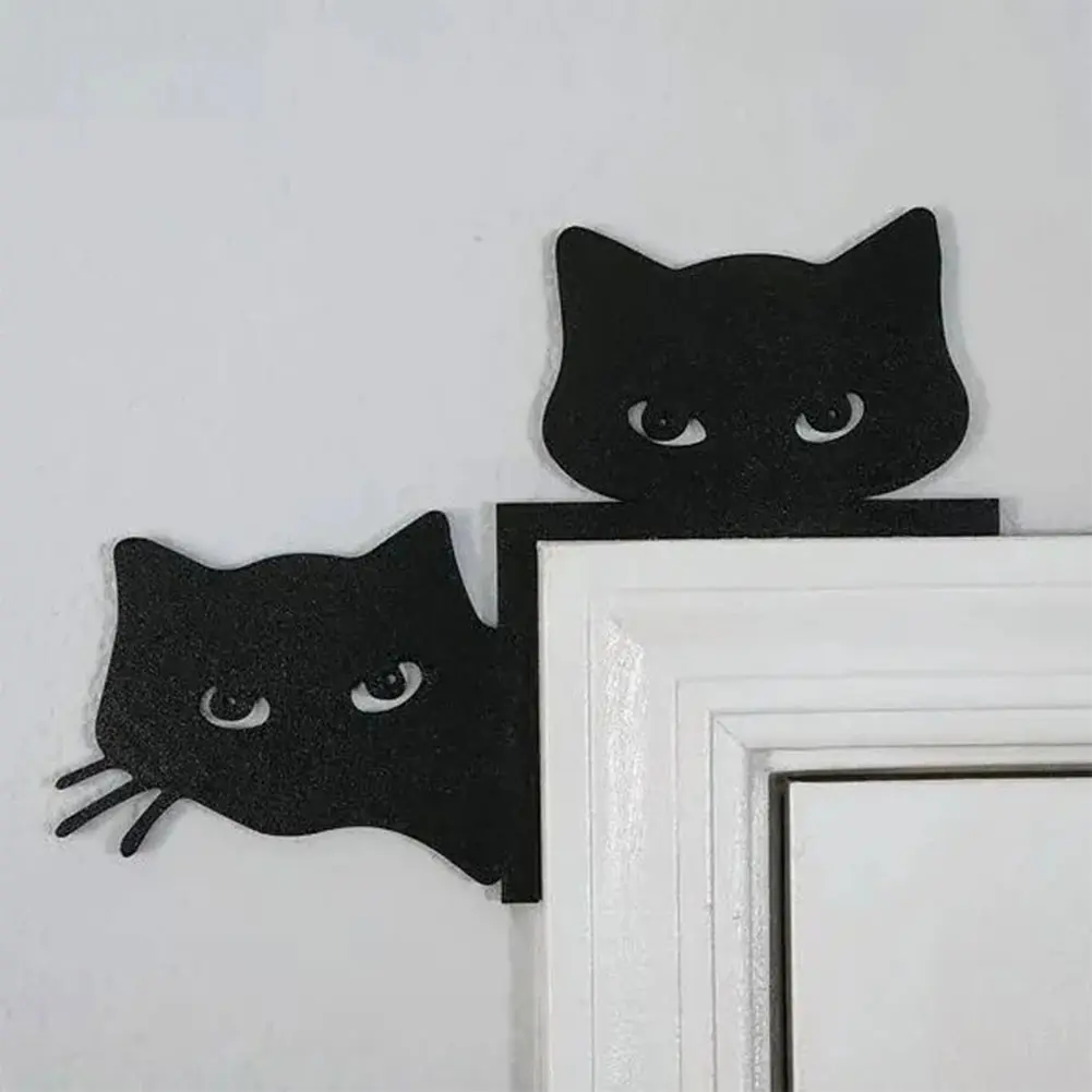 Metal Black Cat Door Topper 2025 Halloween Party Decor Creative Door Corner Sign Door Frame Decor Wall Art Handicraft Home Decor