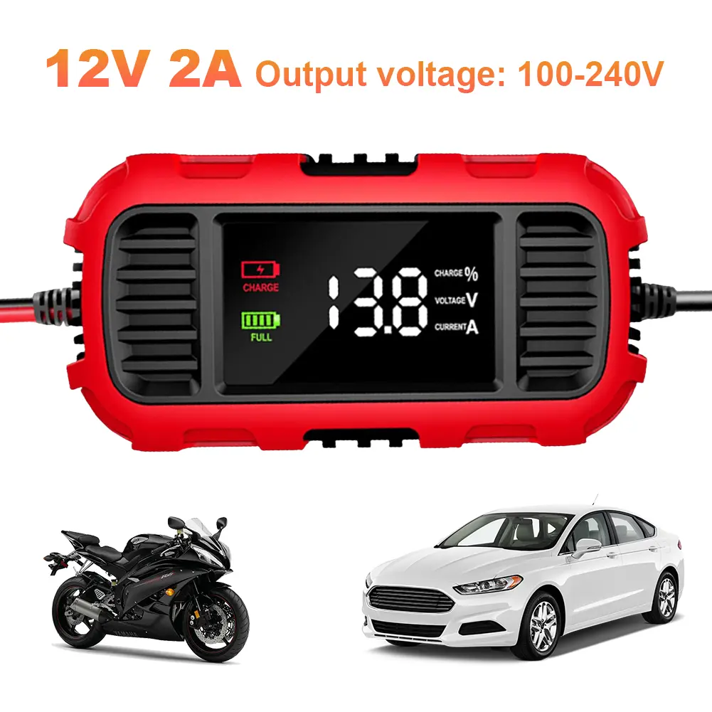 12V 2A Motorcycle Battery Charger Battery Trickle Charger Maintainer Fully Automatic Battery Charger for Motorcycle Batteries