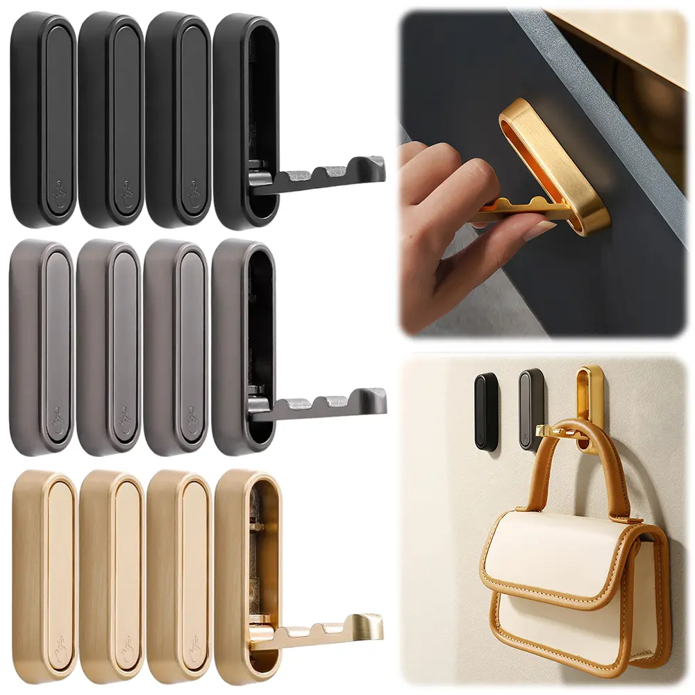 4 Pcs Foldable Wall Hook Towel Hanger Zinc Alloy Door Clothes Coat Hat Bags Hanger Robe Hook Coat Rack for Home Kitchen Bathroom