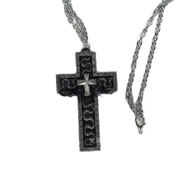Fashion Cross Pendant Necklace w/ Secret Compartment 3D Printed Old Cross Pendant Neck Chain Women Men Gothic Steampunk Jewelry