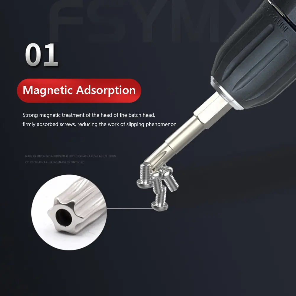 12pcs Head Torx Drill Set Hard Electroplating 50mm Screwdriver Kit Six Stars with Holes Pneumatic Driver Head T5-T40 Hand Tools