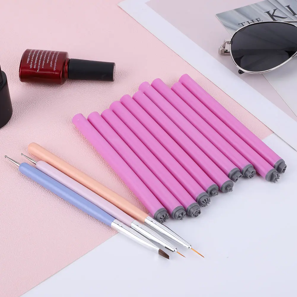 6/10/15PCS Nail Art Stamp Pen Set W/ 3 Nail Art Brushes Nail Graffiti Nail Art Dotting Tools Nail Stamp Pen DIY Nail Art Tools