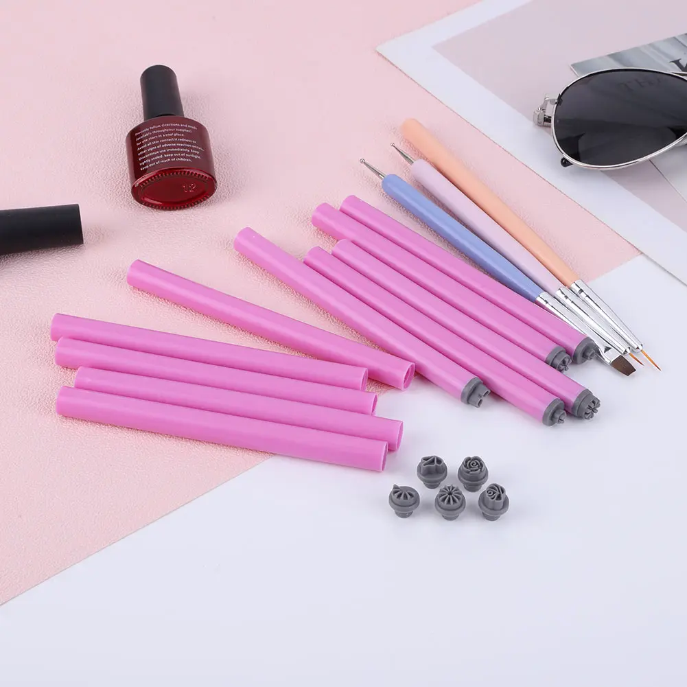 6/10/15PCS Nail Art Stamp Pen Set W/ 3 Nail Art Brushes Nail Graffiti Nail Art Dotting Tools Nail Stamp Pen DIY Nail Art Tools