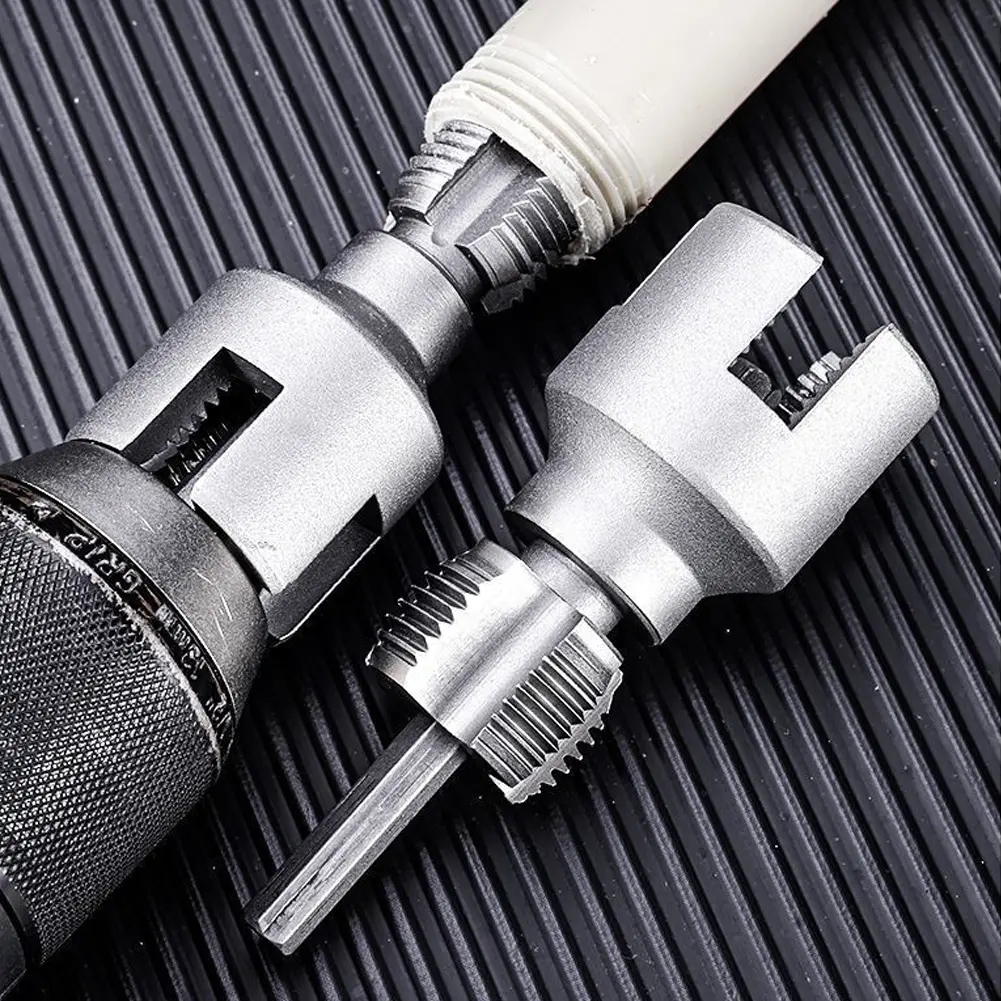 Integrated Internal & External Pipe Threading Tool 1/2 3/4 Inch PVC Pipe Threader Compatible Electric Drill Pipe Rethreading Kit