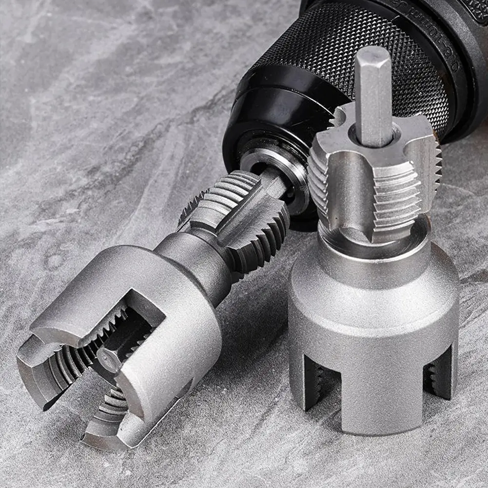 Integrated Internal & External Pipe Threading Tool 1/2 3/4 Inch PVC Pipe Threader Compatible Electric Drill Pipe Rethreading Kit