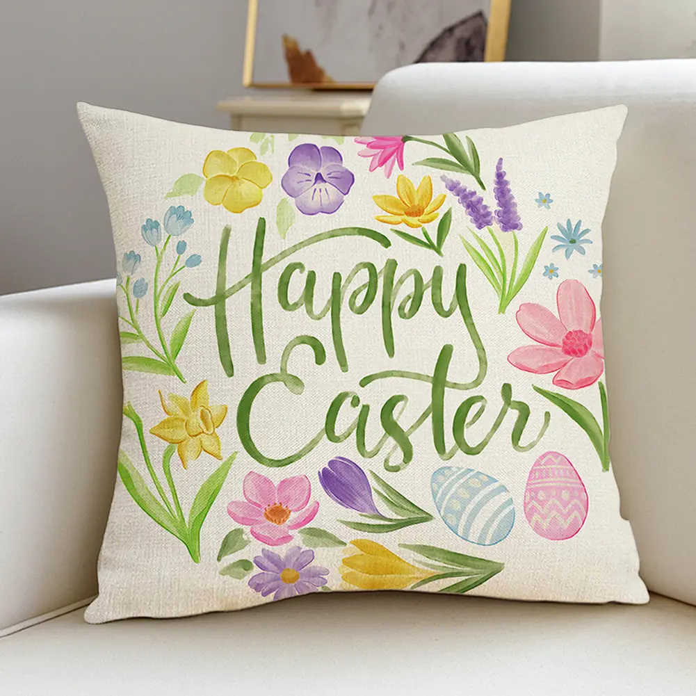 4pcs/set Easter Pillow Covers 2025 Spring Easter Decor 45x45cm Throw Pillow Cover Couch Cushion Case for Home Couch Sofa Bedroom