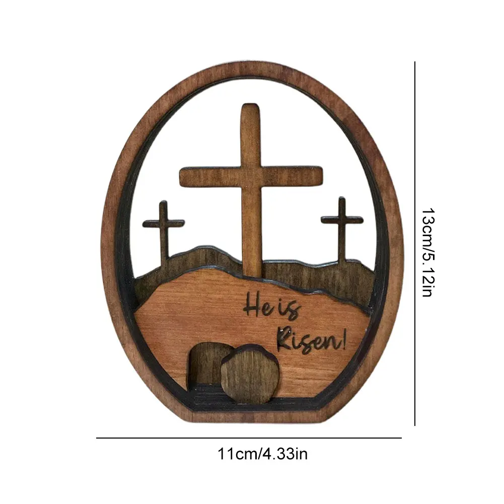 Empty Tomb Easter Decor Easter Resurrection Scene Wooden Jesus Nativity Scene Decor for Religious Home Office Desktop Decoration