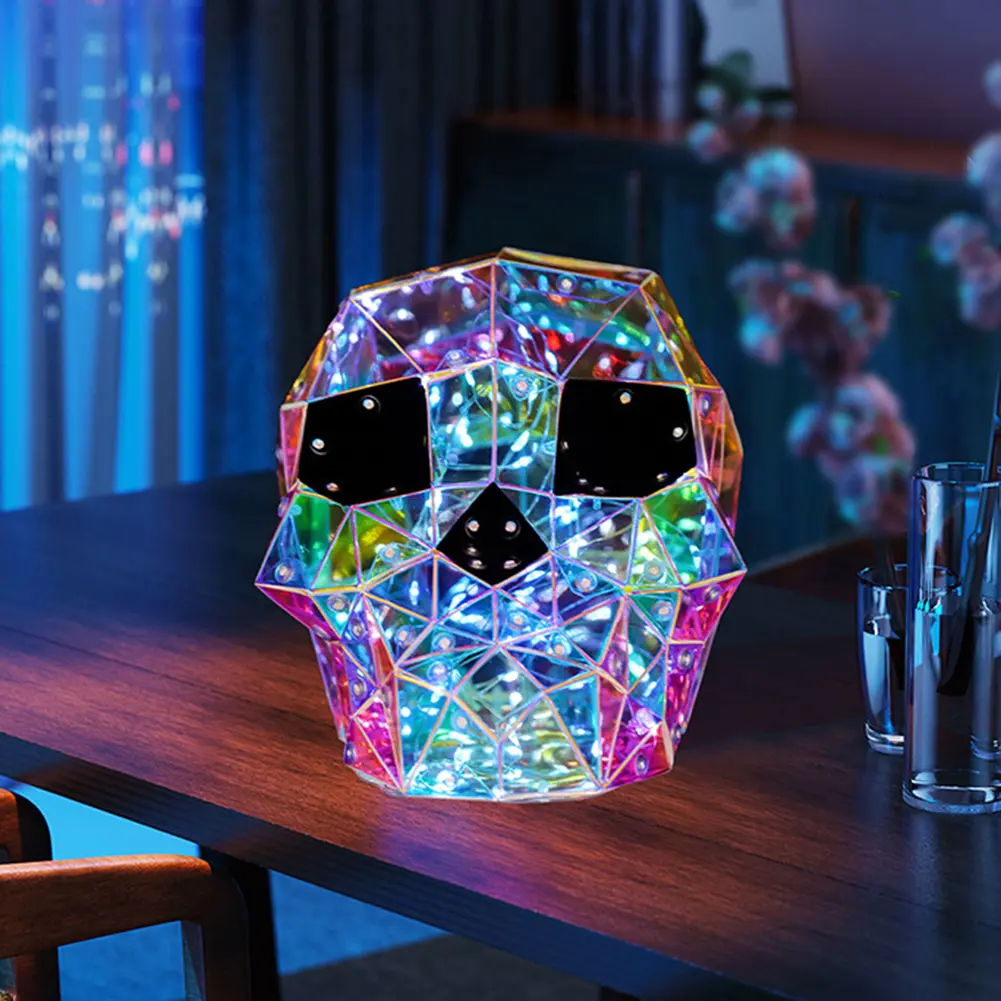 USB Iridescent Spooky Ghost/Pumpkin/Spider/Bat/Skull Gorgeous Shining LED Ghost Lights Halloween Decor Lights for Indoor Outdoor