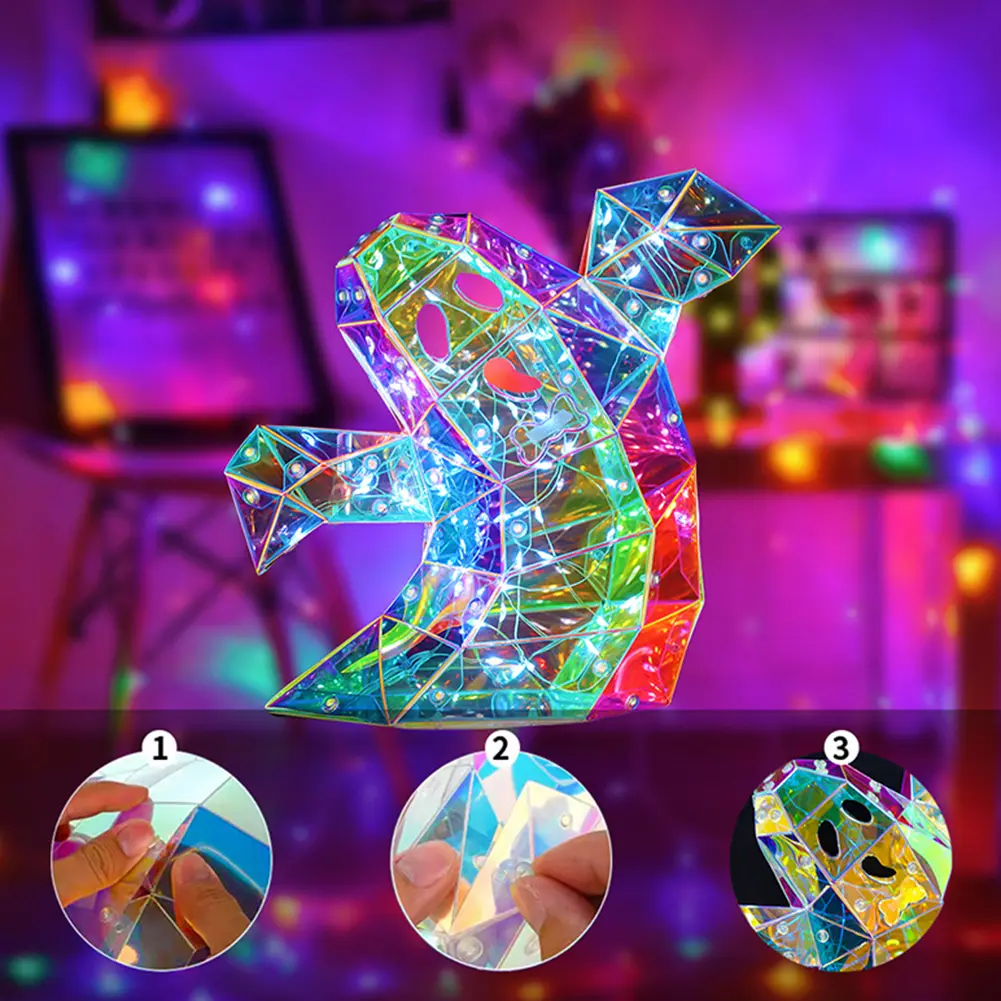 USB Iridescent Spooky Ghost/Pumpkin/Spider/Bat/Skull Gorgeous Shining LED Ghost Lights Halloween Decor Lights for Indoor Outdoor