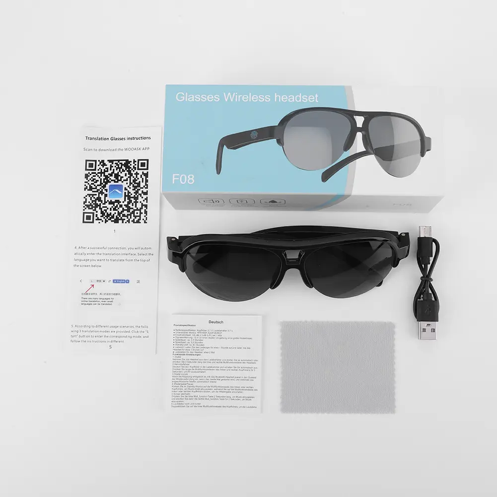 144 Languages Smart Glasses Translator UV Protection Translation Glasses Waterproof Smart Sunglasses Glasses for Android and iOS