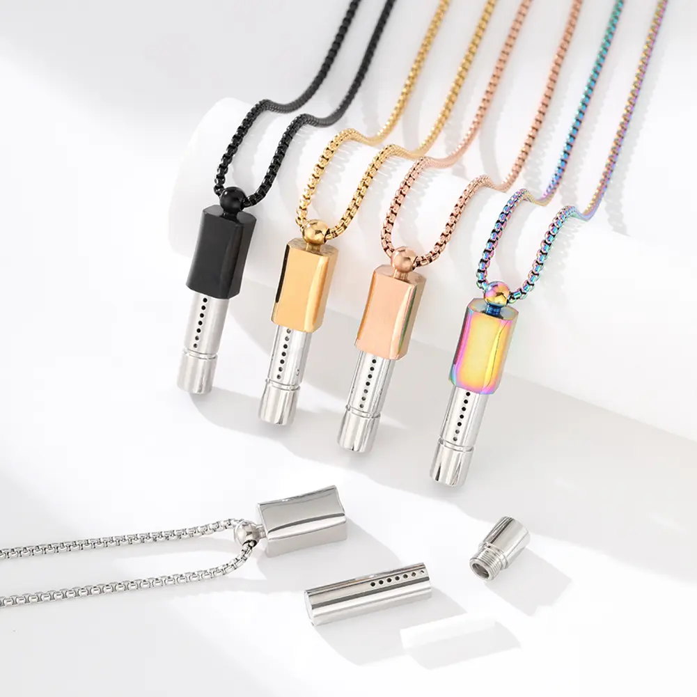 Steel Mindful Breathing Necklace Breathing Resistance Whistle Necklace Cotton Core Meditation Jewelry for Anxiety & Stress Relie