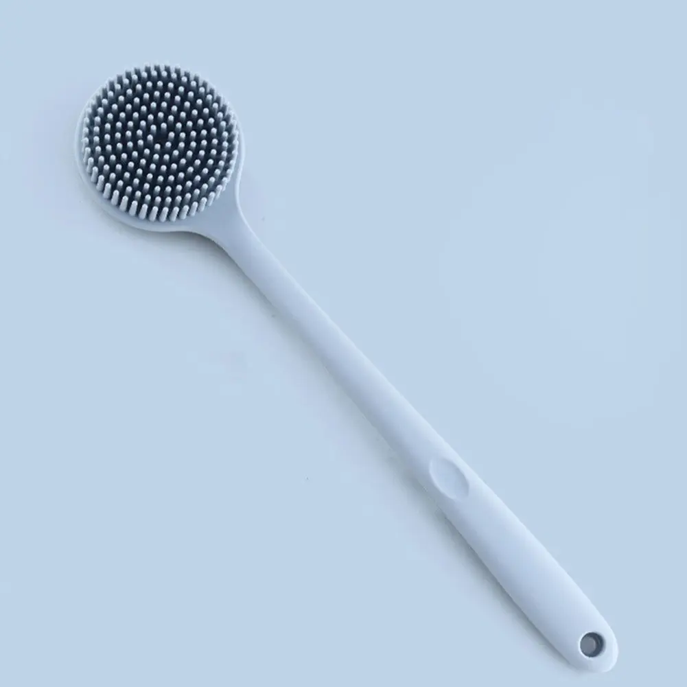 Silicone Bath Brush Double-Sided Shower Brush Soft Bristles Long Handle Back Scrubber Non-Slip Body Massage Brush for Men Women