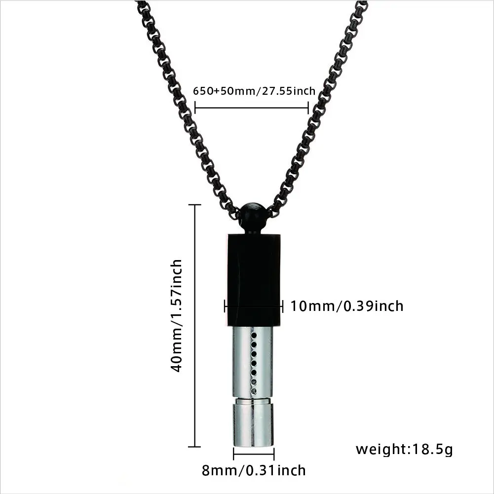 Steel Mindful Breathing Necklace Breathing Resistance Whistle Necklace Cotton Core Meditation Jewelry for Anxiety & Stress Relie