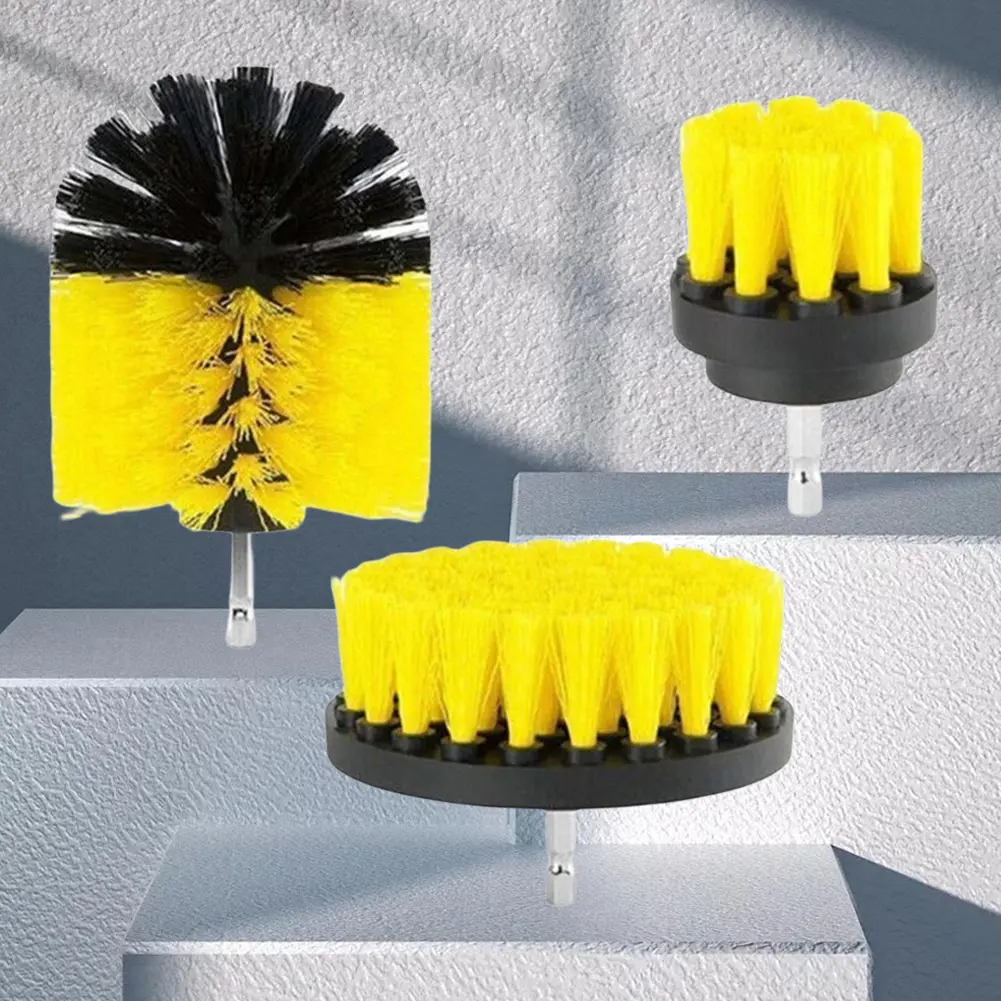 3Pcs Drill Brush Attachment Set Wash Cleaning Brushes Tool Kit Electric Cleaning Scrub Brush Kit Kitchen Home Toilet Tools Kit