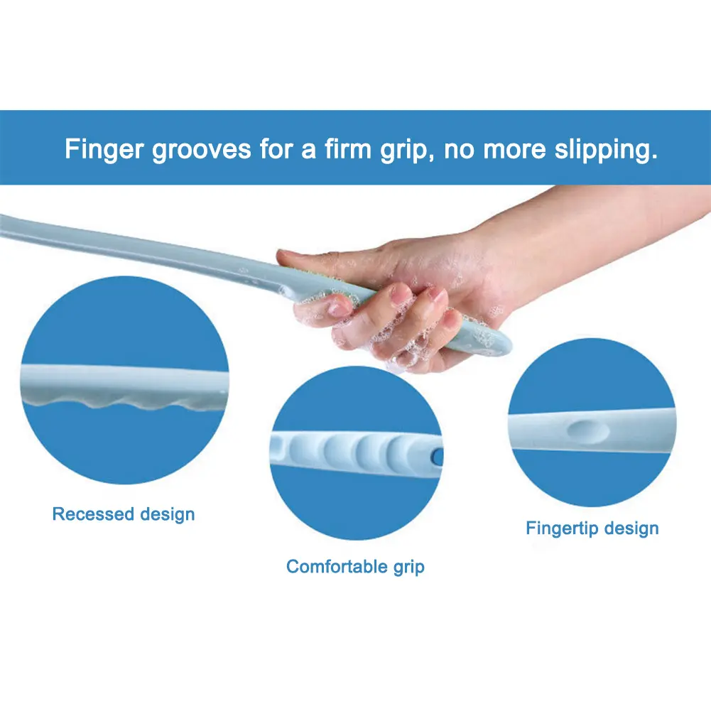 Silicone Bath Brush Double-Sided Shower Brush Soft Bristles Long Handle Back Scrubber Non-Slip Body Massage Brush for Men Women