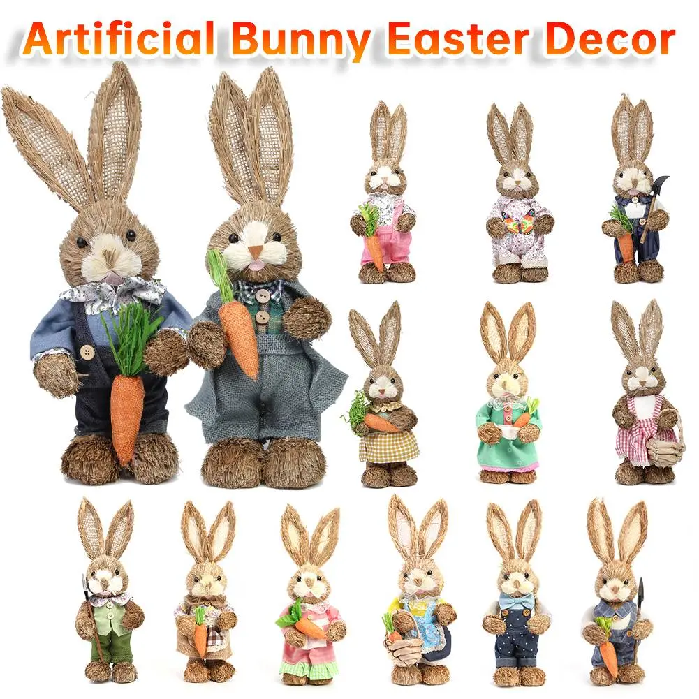 35*14cm Artificial Bunny 2025 Easter Decoration Cute Handicrafts Simulation Cute Rabbit Ornament Decor for Bedroom Living Room
