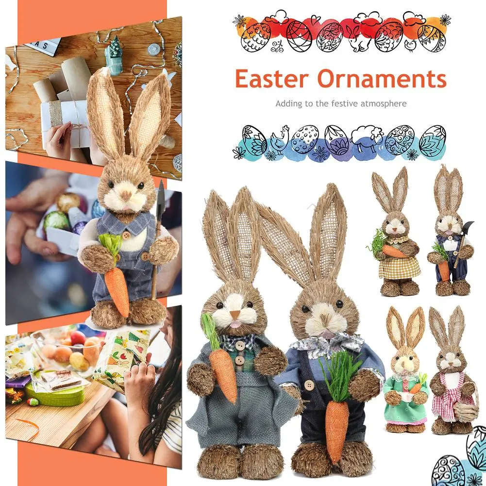 35*14cm Artificial Bunny 2025 Easter Decoration Cute Handicrafts Simulation Cute Rabbit Ornament Decor for Bedroom Living Room