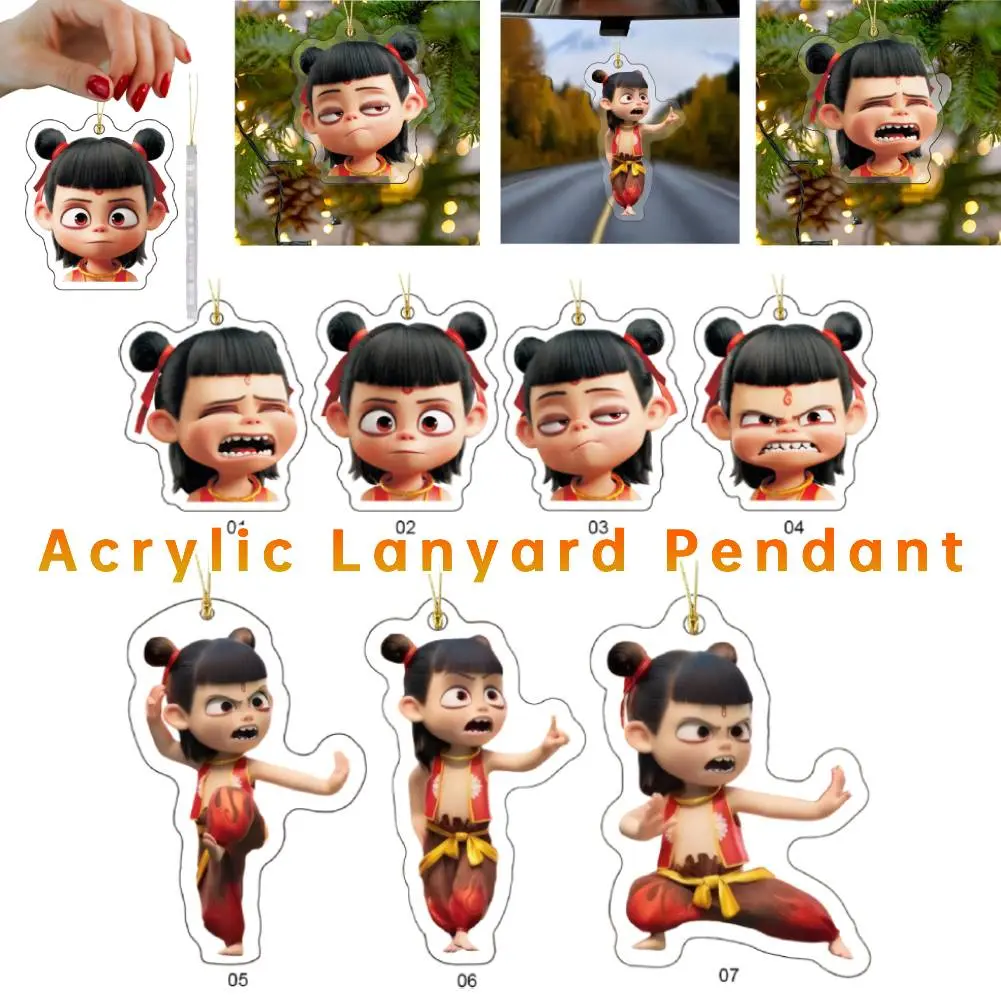10pcs 2025 Hot Anime Movies Ne Zha 2 Cartoon Funny Lanyard Pendant Acrylic Key Pendant Car Pendant Fans Collection Ideal Gifts