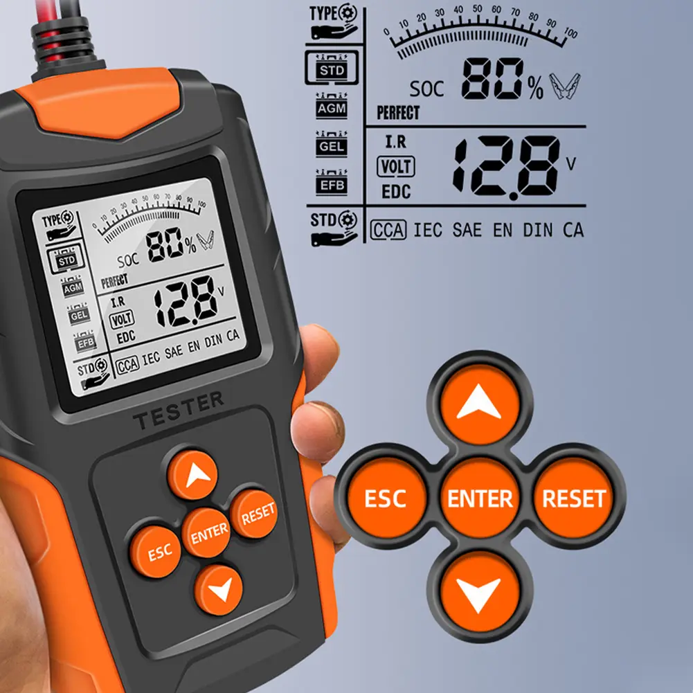 12V/24V Auto Battery Analyzer Digital Display Car Diagnostic Tool Charging Test Battery System Detector for Car Truck Motorcycle